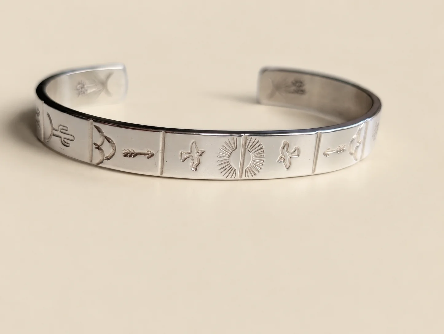 Stamped silver bangle