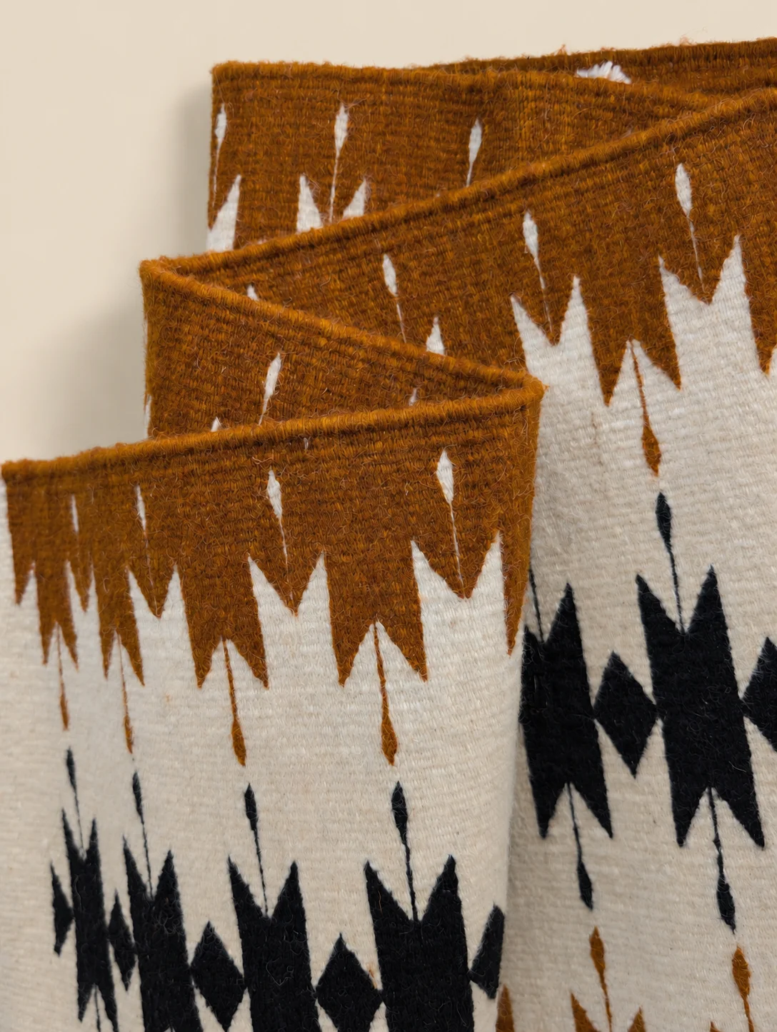 Ochre and cream woven runner